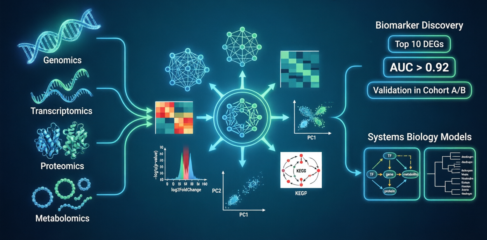 Integrated multiomics research workflow for biomarker discovery and systems biology