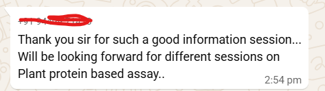 Plant protein assay session feedback