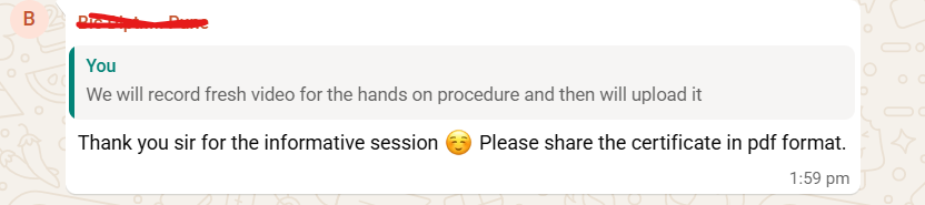 Certificate and session appreciation
