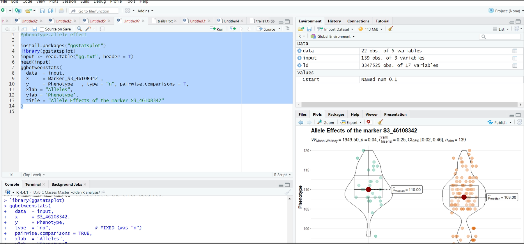 R Programming: Allele Effect Analysis